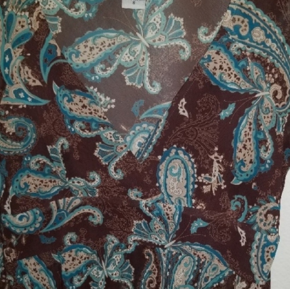 Butterfly & Paisley Brown w/ Teal Wrap Top